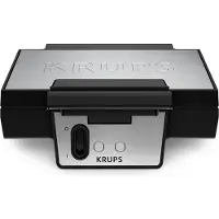 Krups Waffeleisen "Iconic mit elegantem Design, Keramik-Antihaftbeschichtung", silber, B:26,5cm H:10,8cm T:23,4cm, Waffeleisen, extra-tiefe Platten, Maße: 23,4 x 26,5 x 10,8 cm, FDK261, Waffeleisen