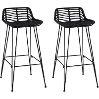 Syfax Barhocker 2 Stück Schwarz 44 x 46 x 91 cm Rattan und Stahl