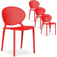 Homestyle4u Gartenstuhl WM rot 4er Set stapelbar wetterfest Gartenmöbel Stühle aus Kunststoff modern