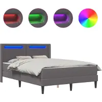 vidaXL Bettgestell mit Matratze Grau 160 x 200 cm Kunstleder