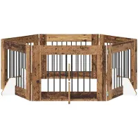 Syfax Klappbares Hundetor mit Ständern 6 stk. Altholz 482 cm