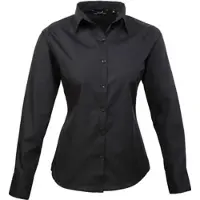 Premier Workwear Cotton Classics Popeline Bluse langarm 39.0300 Gr. 4XL black