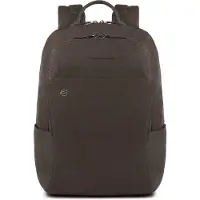 Piquadro Black Square Laptop-Rucksack 14" aus Leder dunkelbraun