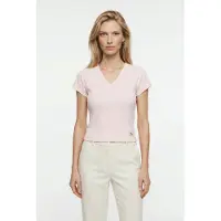 Calvin Klein T-Shirt "A- SS WOVEN LABEL RIB VNECK TEE" mit gewebtem Label