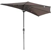 Angel Living 270cm Halber Runder Sonnenschirme Sonnenschutz Rostfrei aus Aluminium und Polyester Grau
