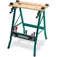 OEM Opvougbare Werkbank mit Bambus-Arbeitsplatte - Metallkonstruktion - Antislip - Belastbar bis 150kg Arbeitsplatte mit Abdeckung