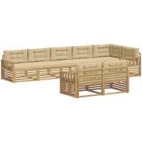 vidaXL Outdoor-Sofagarnitur 8 stk. Weiß und Beige Polyester