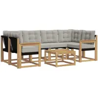 vidaXL Outdoor-Sofagarnitur 7 stk. Weiß und Hellgrau