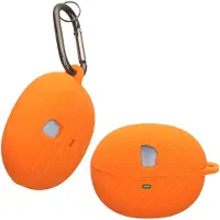 Kwmobile Schutzhülle für Baseus Inspire XC1 Hülle - TPU Silikon Case für Kopfhörer Ladecase - stoßfestes Cover mit Karabiner - Orange