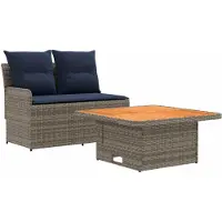 Syfax Garten Armlehnen Sofa mit Klapptisch 2 Stück PE-Rattan