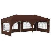 Syfax Pop-up Partyzelt Braun 575 x 288 x 245 cm Oxford-Stoff