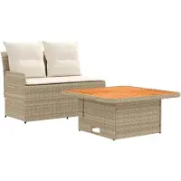 Syfax 2 stk. Garten Armlehnen Sofa mit Klapptisch PE-Rattan
