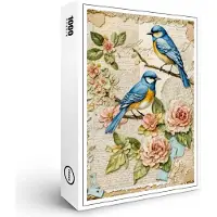 Raxxa Premium-Puzzle "Bluebirds with Roses", 1000 Teile