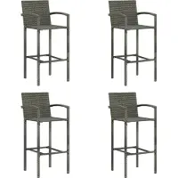Syfax Barhocker 4 Stk. Grau Poly Rattan
