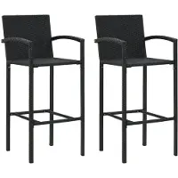 Syfax Barhocker 2 Stk. Schwarz Poly Rattan