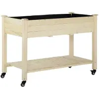 Markenlos Pflanzkasten - Hochbeet mit Rollen und Drainage - 118 cm x 55 cm x 83 cm