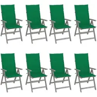 Syfax Verstellbare Gartenstühle mit Auflagen 8 Stk. Grau Akazienholz