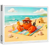 Raxxa Premium-Puzzle "Spy Crab Relaxing On Beach With Mission Gear", 1000 Teile