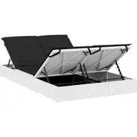 vidaXL Sonnenliege für 2 Personen mit Kissen Weiß Poly Rattan