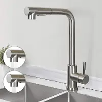 ZMH Wasserhahn Ausziehbar Küchenarmatur Gebürsteter Nickel Mischbatterie mit Brause Spültischarmatur 360° Drehbar Armatur Edelstahl mit 2 Strahlarten