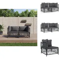 vidaXL 2-tlg. Garten-Lounge-Set mit Kissen Anthrazit Stahl - Gartenmöbel-Sets