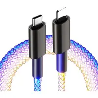 Secutek USB-C/Lightning Lade- und Synchronisationskabel für Apple mit Hintergrundbeleuchtung und PD, 1 Meter