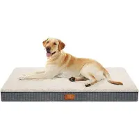 OEM Großes Hundebett, 112 x 81 x 7,6 cm, weich, Hundekissen, waschbar, Hundematratze, grau/creme, für große Hunde