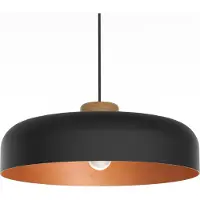 Lumicom Skandinavische Pendelleuchte Bois aus Metall, 40 cm breit, 10 cm hoch, E27