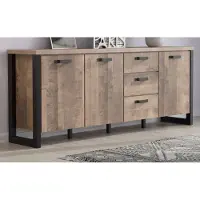 Trendteam Sideboard "Emile" Eiche Tabak und schwarz Wohnzimmer Kommode Esszimmer Anrichte 214 x 85 cm