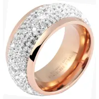 Akzent Fingerring "Clodia rosé, goldfarbig, langlebig" Gr. 58, rosa (roségoldfarbig), Fingerringe, Damen, 58, Edelstahl, Fingerring