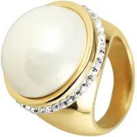 Akzent Fingerring "Gemma, Ionenplattierung" Gr. 62, gold (goldfarbig), Fingerringe, Damen, 62, Edelstahl, Fingerring