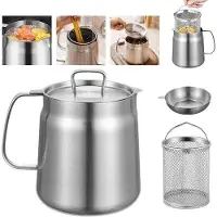 OEM Oliezeef-reservoir aus Edelstahl - 2 Liter Behälter - mit Filter und Abdeckung - für die Öl-Speicherung