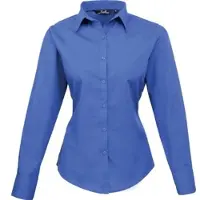 Premier Workwear Cotton Classics Popeline Bluse langarm 39.0300 Gr. 2XS royal