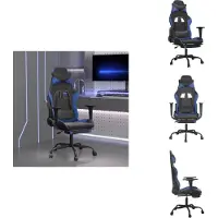vidaXL Gaming-Stuhl mit Fußstütze Schwarz und Blau Kunstleder - Gaming-Sessel