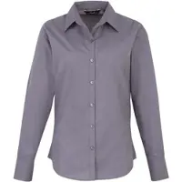 Premier Workwear Damen Popeline Bluse langarm PR300 steel 44 (XL/16)