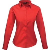 Premier Workwear Cotton Classics Popeline Bluse langarm 39.0300 Gr. 5XL red