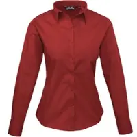 Premier Workwear Damen Popeline Bluse langarm PR300 burgundy 44 (XL/16)