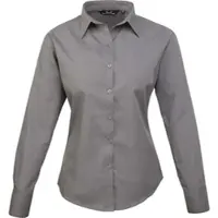 Premier Workwear Damen Popeline Bluse langarm PR300 dark grey 52 (5XL/24)