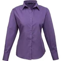 Premier Workwear Damen Popeline Bluse langarm PR300 purple 42 (L/14)