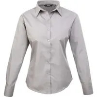 Premier Workwear Damen Popeline Bluse langarm PR300 silver 50 (4XL/22)