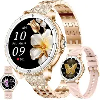 SGDDFIT 1,27" AMOLED Smartwatch Damen & Herren mit Telefonfunktion, Fitnessuhr, Schlafmonitor, 5ATM wasserdicht, Bluetooth Anrufe, 2 Armbänder, iOS Android