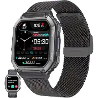 ZPIMY Herren Smartwatch mit Telefonfunktion, AMOLED 5ATM wasserdichte Fitness Taschenlampe Schrittzähler, Herzfrequenz, SpO2, Sportuhr, Aktivitätstracker