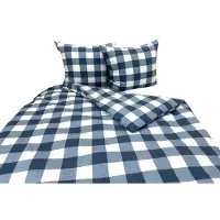 Zbyszko Bettwäsche, Waffelpiqué-Bettwäsche, bügelfrei, 100 % Baumwolle 160x200 2211-1 Blau kariert