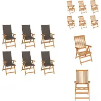 vidaXL Gartenstühle 6 Stk. mit Taupe Kissen Massivholz Teak - Gartenstühle