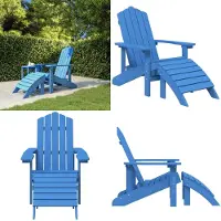 vidaXL Adirondack Gartenstuhl mit Fußstütze HDPE Aquablau - Gartenstuhl - Gartenstühle - Outdoor Stuhl - Gartensessel