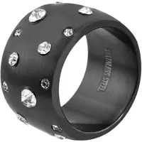 Akzent Fingerring "Black love, langlebig" Gr. 60, schwarz, Fingerringe, Damen, 60, Edelstahl, Fingerring