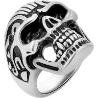 Akzent Fingerring "Skullstorm, langlebig" Gr. 68, bunt (bicolor), Fingerringe, Herren, 68, Edelstahl, Fingerring