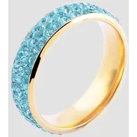 Akzent Fingerring "aus Edelstahl mit Kristallbesatz" Gr. 56, gold (goldfarbig), Fingerringe, Damen, 56, Edelstahl, Fingerring