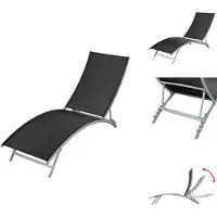 vidaXL Sonnenliege Stahl und Textilene Schwarz - Sonnenliegen