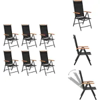 vidaXL Gartenstühle Klappbar 6 Stk. Textilene Schwarz - Gartenstühle